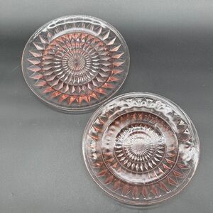 Jeanette Windsor Pink Depression Glass Dinner Plates Set of 2